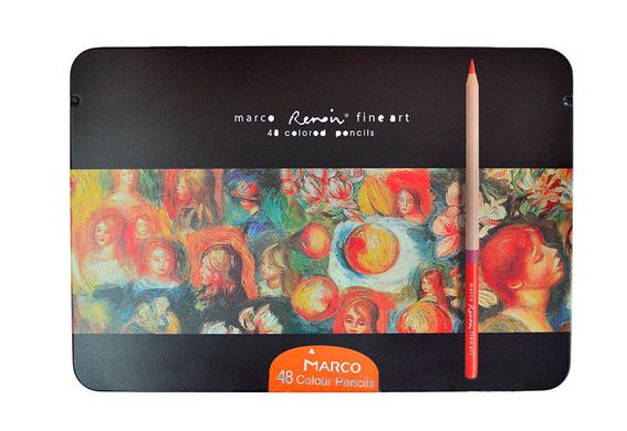 Олівці кольорові 48кол. Marco Renoir Fine Art у металевій коробці 48TN