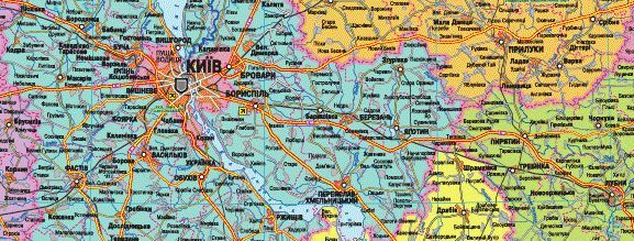 Карта Административно-территориальное деление Украины 110*77см картон/планки М1:1250000