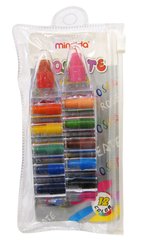 Мелки для рисования цветные, восковые MINGDA 12цв. в 2 карандашах MD-2912A