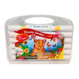 Маркер акриловий Jongdi двосторонній Acrylic Marker набір 12шт 9588-12 у пластиковому футлярі