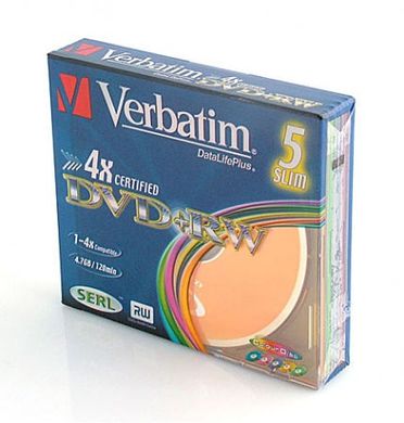 Диск DVD-RW 4.7GB VERBATIM 4x SLIM