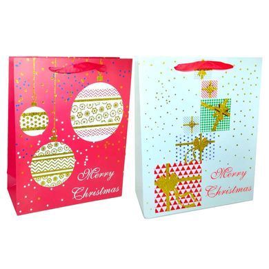Пакет подарунковий паперовий Flowers 30*40*12см №2554L/WP162-L Новорічний Merry Christmas