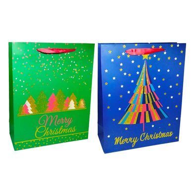 Пакет подарунковий паперовий Flowers 30*40*12см №2554L/WP162-L Новорічний Merry Christmas