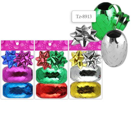 Набор для декорирования подарков Tukzar 2 банта + 2 ленты (5мм*10м) Tz-8919/8925/8907/8913