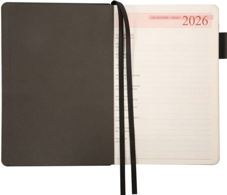 Щоденник 2026 А5 Leo Planner Binario м'який 25264*, Графит