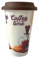 Набір керамічний Чашка із силіконовою кришкою 440мл QF-858 Година кави