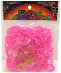 Резинки для плетения Rainbow Loom Bands 300шт. однотонные Розовые 1908/A-s109 +крючок