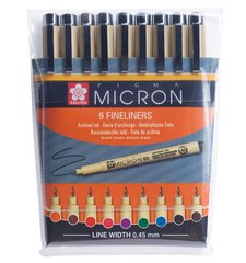 Капілярна ручка PIGMA Micron Лінер Sakura набір різнокольорові 9шт POXSDK059