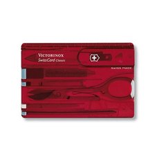 Victorinox SWISSCARD 82мм 10предм червон. прозор. + ножн. + ручка Vx07100.T