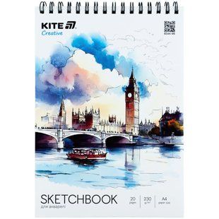 Альбом для акварели скетчбук А4 Kite Creative 20л 230г/м спираль K-1284