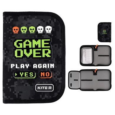 Пенал 1 отделение с 1 отворотом Kite мод 621 Game Over K24-621-2