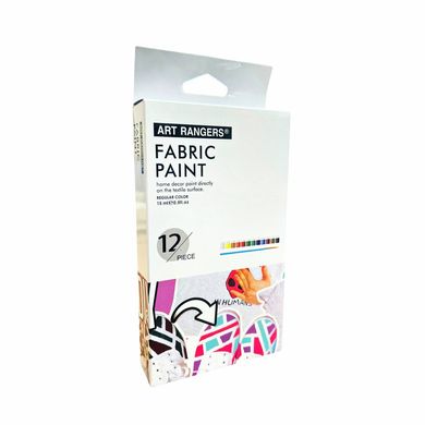 Краска для ткани Art Nation набjр 12цв. по 15мл FabricPaint + 2 кисти FAC1215