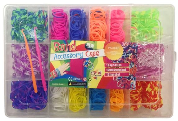 Набор для плетения резинками Rainbow Loom Bands 1100шт. + крючок +аксессуары
