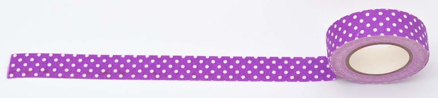 Скотч декоративний Santi текстильний 'Фіолетовий горох' 1,5см*5м 952626