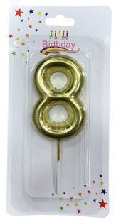 Свечи для торта Happy Birthday Цифра 6см ассорти, от 0-9 золото 7373-G