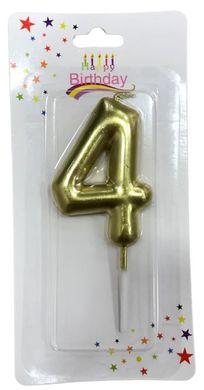Свічки для торта Happy Birthday Цифра 6см асорті, від 0-9 золото 7373-G
