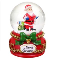 Сувенир Новогодний прозрачный шар со снегом 4,5см подставка с Дедом Морозом, Снеговиком 7см LK-E24-45