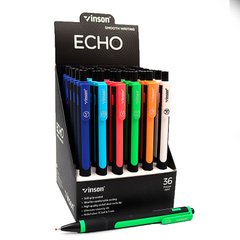 Кулькова ручка Vinson Echo soft-touch F5 автомат. пише синім 0,7мм корпус асорті, Синий