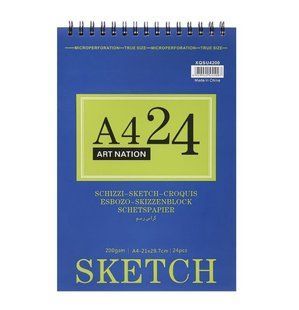 Альбом для ескізів скетчбук А4 24арк 200г/м2 Art Nation SketchPad на спіралі XQSU4200