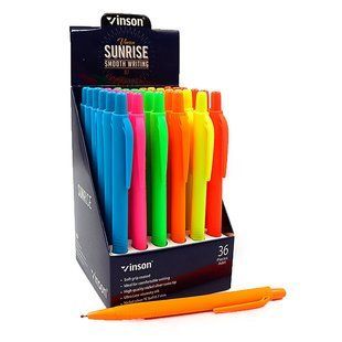 Кулькова ручка Vinson Sunrise soft touch P12C/P12 автоматична пише синім корпус асорті