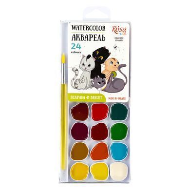 Краски акварельные 24 цв. Rosa Kids Cats с/к 301205