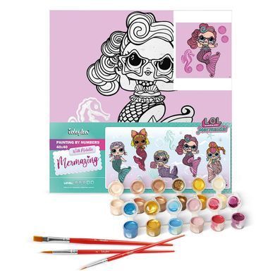 Картина раскраска по номерам на холсте - 40*40см Идейка КН6266 L.O.L. Surprise! Mermaids Waves