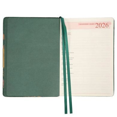 Щоденник 2026 А5 Leo Planner Bloom твердий 252683, Зелений