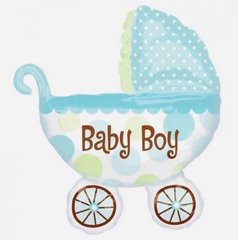 Шарик воздушный фольга Baby stroller 72*78см голубой В-0119