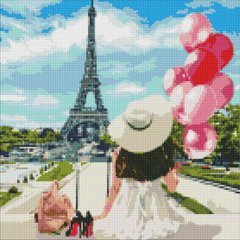 Алмазна мозаїка по номерам на холсті 40*40см Идейка АМО7074 Гуляючи вулицями Парижа