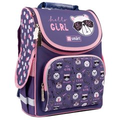 Рюкзак школьный каркасный 1Вересня Smart 558996 PG-11 Hello girl! 34*26*11см, Фиолетовый