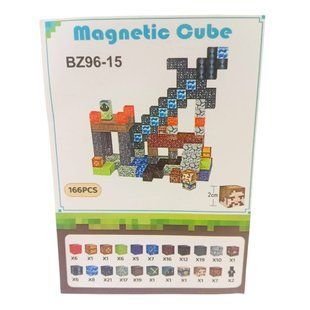 Конструктор 3D магнітний Magnetic Cube Minecraft майнкрафт, кор. 29*18*5см, 166 дет 2*2см №BZ96-15