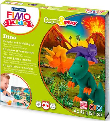 Глина полімерна FIMO kids набір 4шт. Динозавр 8039 07 LZ
