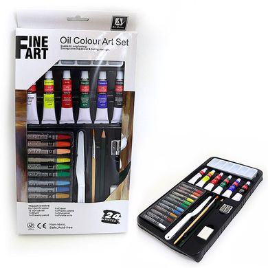 Краски масляные Art Nation набор 6цв. по 12мл, кисть, карандаш, ластик, точилка, мастихин + 12цв. масл. мел. NAO1224