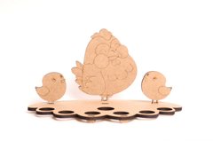 Заготовка для декорування ROSA (ДВП 3мм) Підставка для яєць 'Курочка з курчатами' 14,5*28см 2806026
