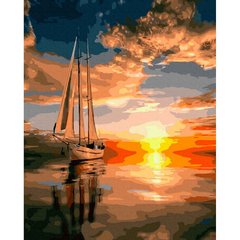 Картина по номер. на холсті 40*50см Никитошка GX37739 Яхта на заході сонця