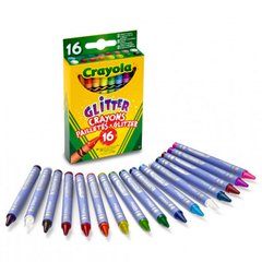 Мелки цветные для рисования Crayola восковые 16цв с блестками 52-3716