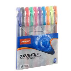 Ручки гелевые Unimax набор 10шт Trigel-3 UX-132-20, Синий