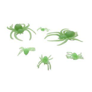 Хеллоуин Набор декоративных элементов Halloween Fluorescent Паучки 6шт, светятся в темноте №658