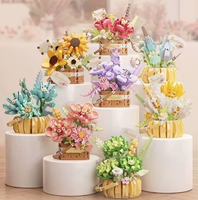 Конструктор 3D Boutique Корзина с рожевими квітами 9*8см, 395 дет №2061/1088