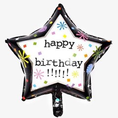 Повітряна кулька фольга Star Happy birthday Camis 47*50см зірка чорна 30639/В-0283