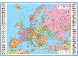 Карта Политическая карта Европы 100*70см ламинация/планки М1:6500000