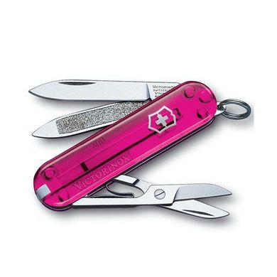 Victorinox CLASSIC 58мм 7предм рожев. прозорий + ножн. Vx06203.T5