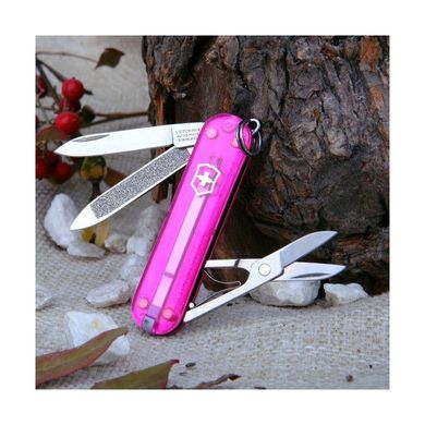 Victorinox Classic 58 мм 7 предметов розовый прозрачный + ножн. Vx06203.T5