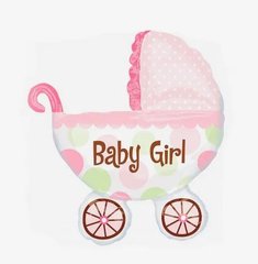 Шарик воздушный фольга Baby stroller 20*24см розовый В-0125