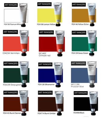 Акварельні фарби набір 12 кол. Art Rangers у тубах по 12мл Water Colours EW1212C-*