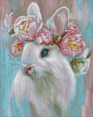 Алмазная живопись мозаика по номерам на холсте - 40*50см Идейка АМО7531 Белый кролик