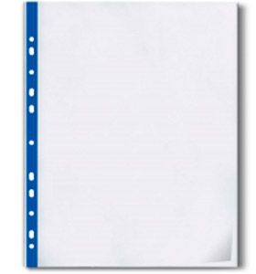 Файлы А4 40мк 20шт (+5мм ширины) лента - синяя Optima О35109-02
