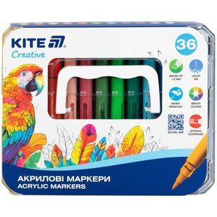Маркер универсальный акриловый Kite Creative набор 36 шт K-1163 в пласт. футляре