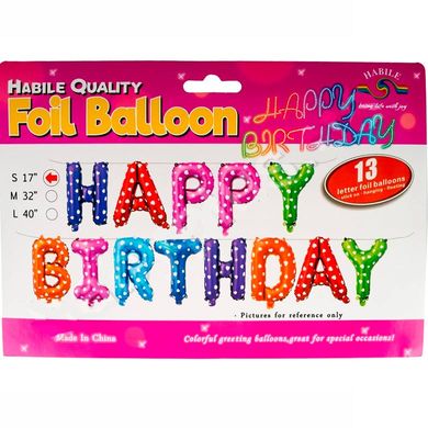Повітряна кулька набір Happy Birthday 13шт фігурний Mix Q17-13/1215-MX