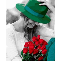 Картина по номер. на холсті 40*50см Mariposa Q2268 Дівчина в зеленому капелюсі
